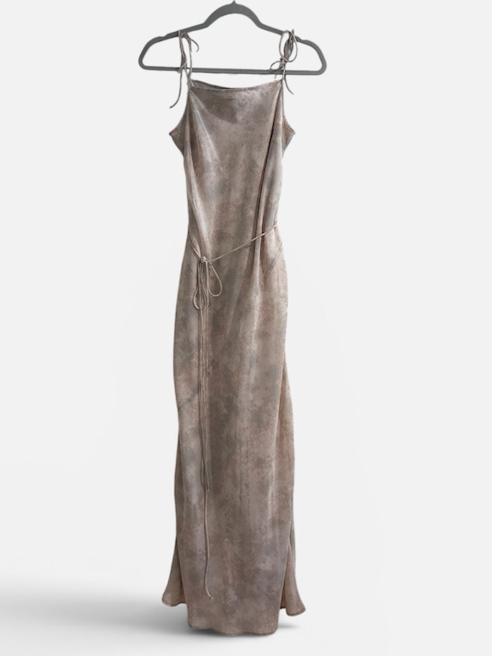 H&M Beige Slip Maxi Dress with Tie Straps